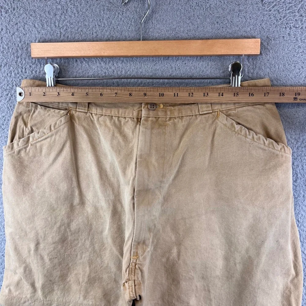 Vintage 70s Sears Active Sportswear Mens Tan Canvas Work Pants Carpenter 34x26